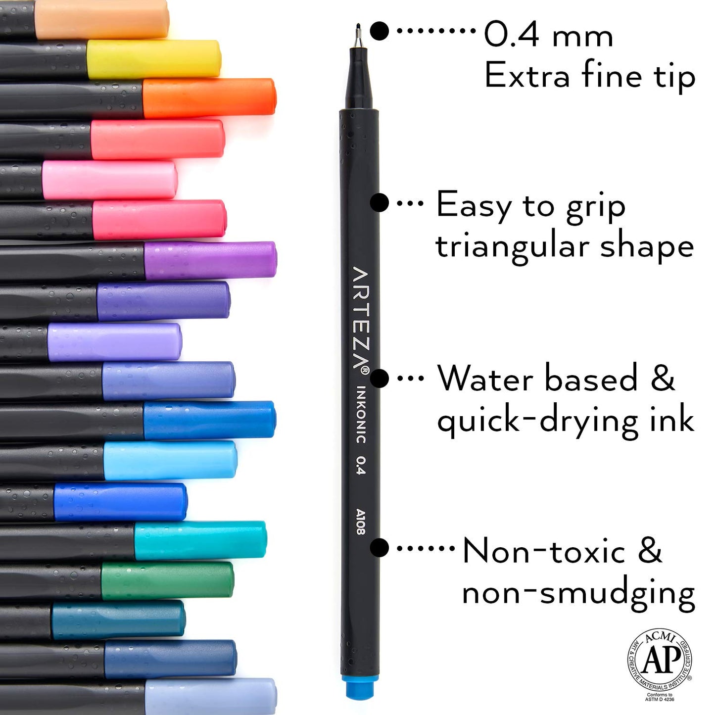 Arteza Inkonic™ Fineliner Pens - Set of 48