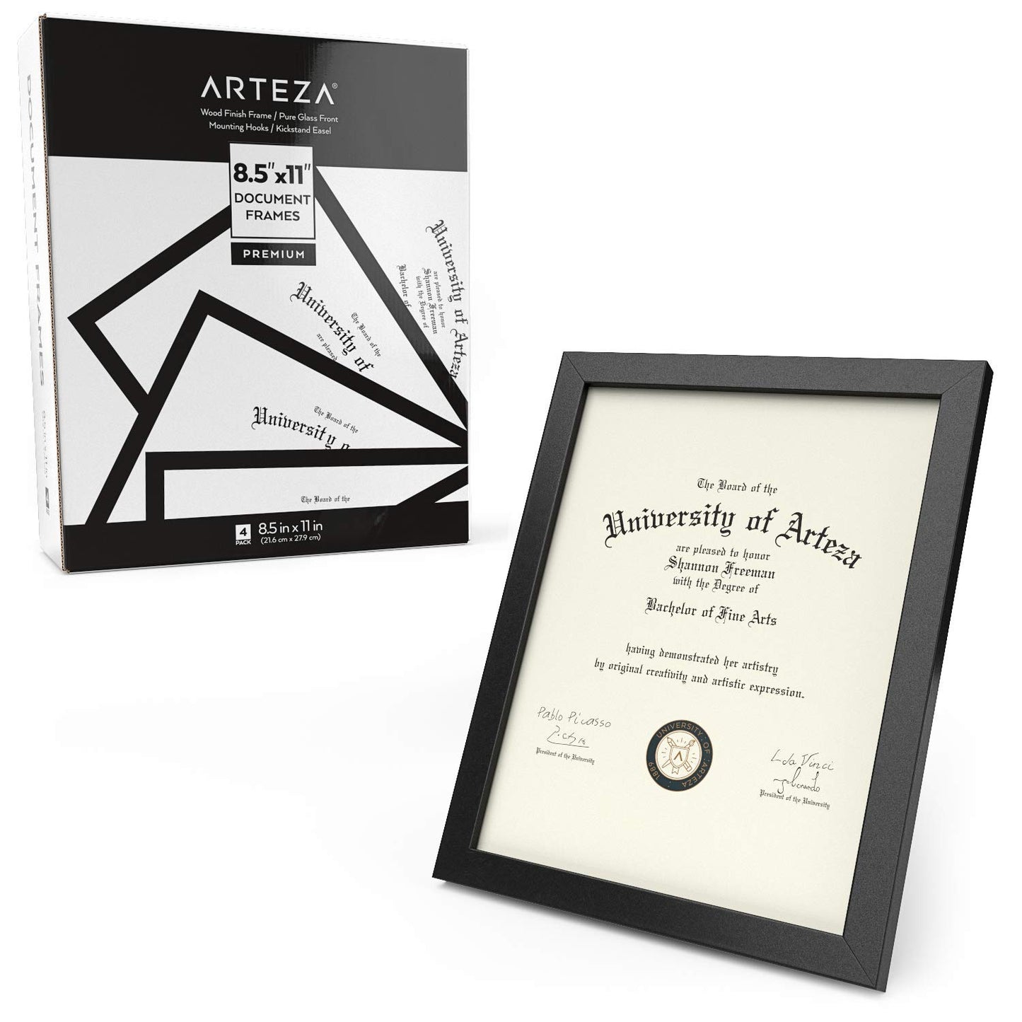 Arteza Premium Document Frame, 8.5" x 11" - Pack of 8