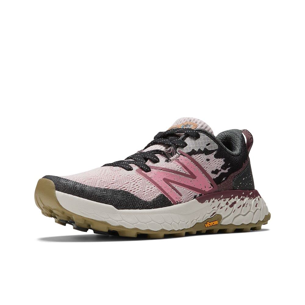New Balance Women's Fresh Foam X Hierro V7 Trail Running Shoe, Stone Pink/Blacktop/Washed Burgundy, 7.5
