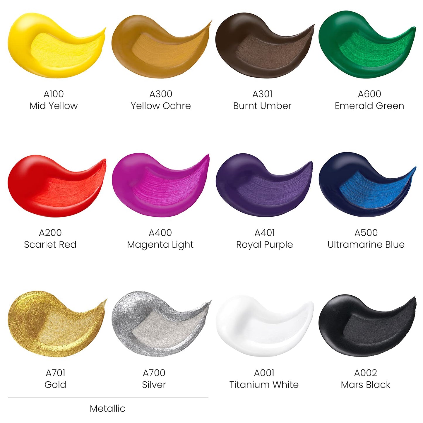 Arteza Acrylic Leather Paint, Set of 12 1-oz Bottles