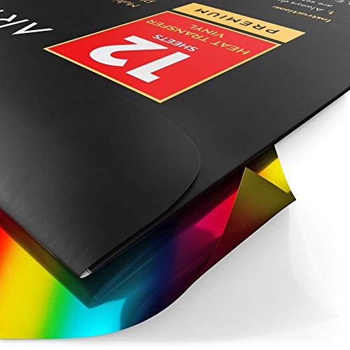 Arteza Heat Transfer Vinyl, Assorted Colors, 10" x 12” Sheets - Set of 12