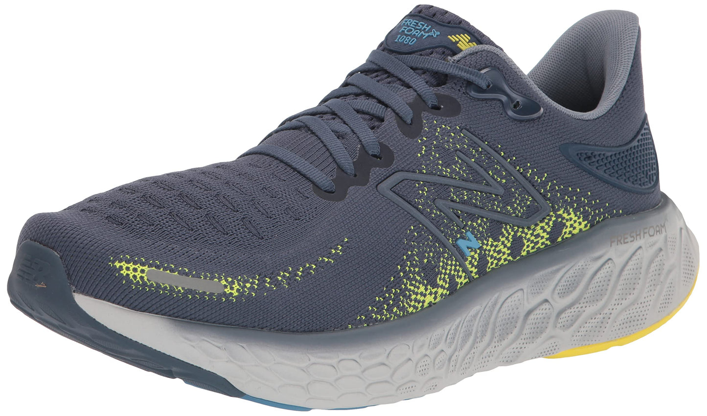 New Balance Men's Fresh Foam X 1080 V12 Running Shoe, Vintage Indigo/Cosmic Pineapple/Arctic Grey, 16