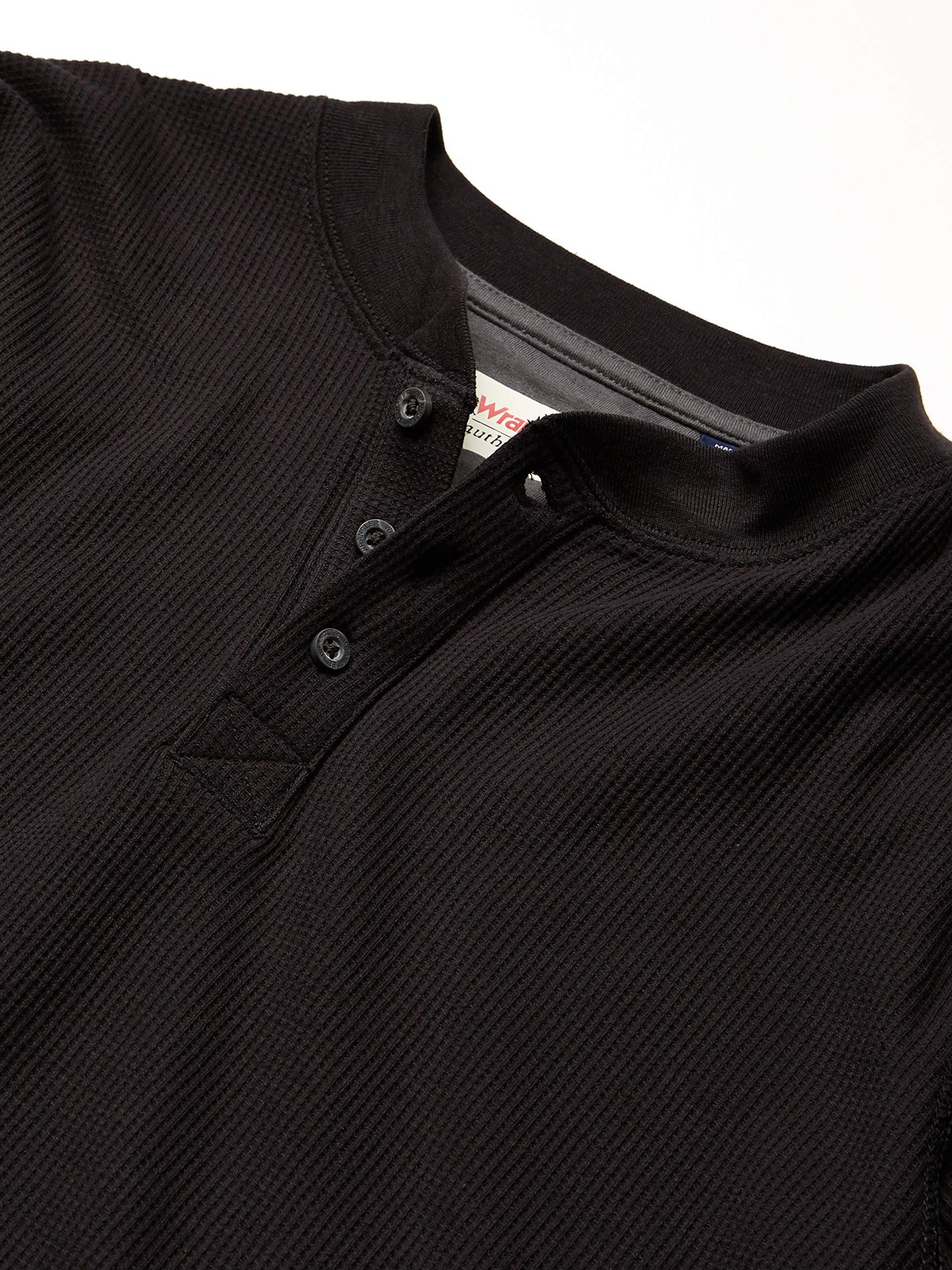 Wrangler Authentics Men's Long Sleeve Waffle Henley, Caviar, Large