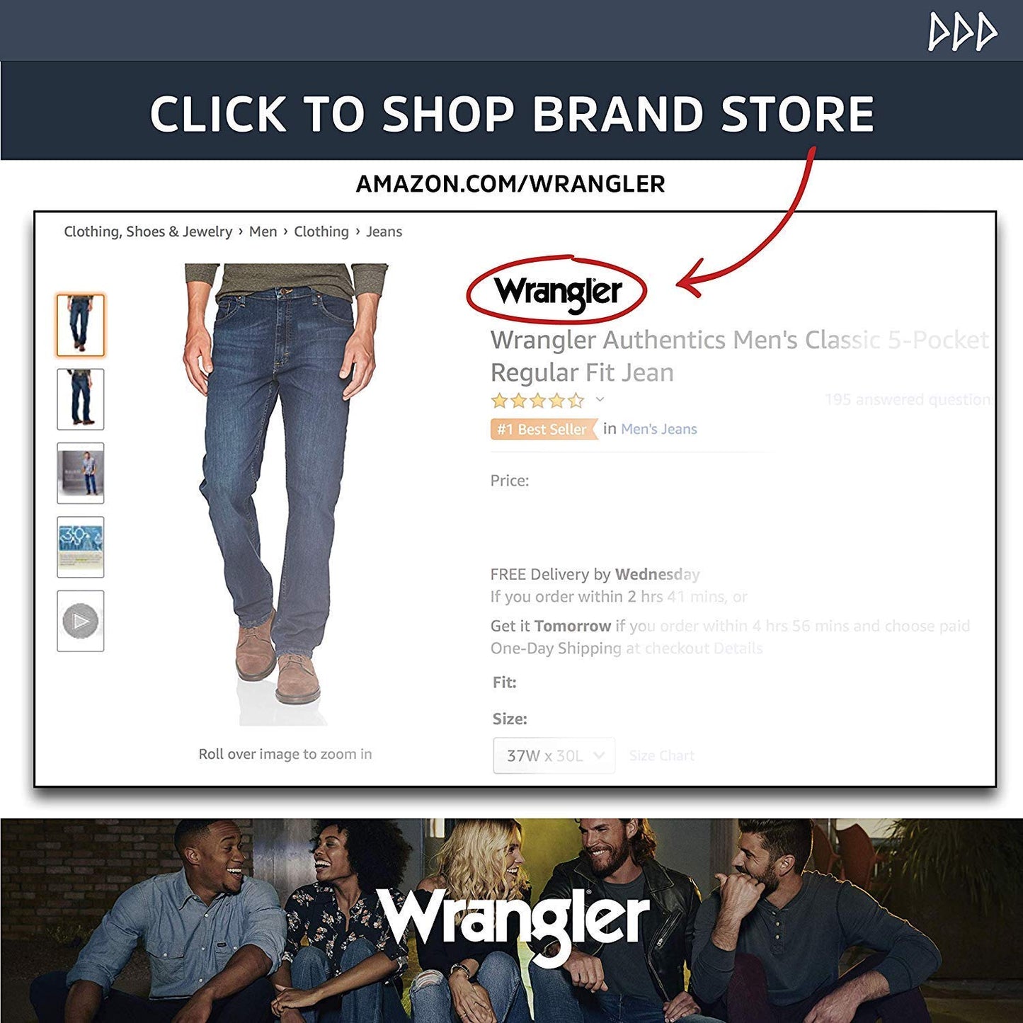 Wrangler Authentics Men's Big & Tall Classic 5-Pocket Relaxed Fit Jean, Slate Flex, 44W x 34L