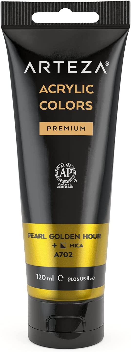 Arteza Metallic Acrylic Paint, 4oz Pouch - Pearl Golden Hour A213