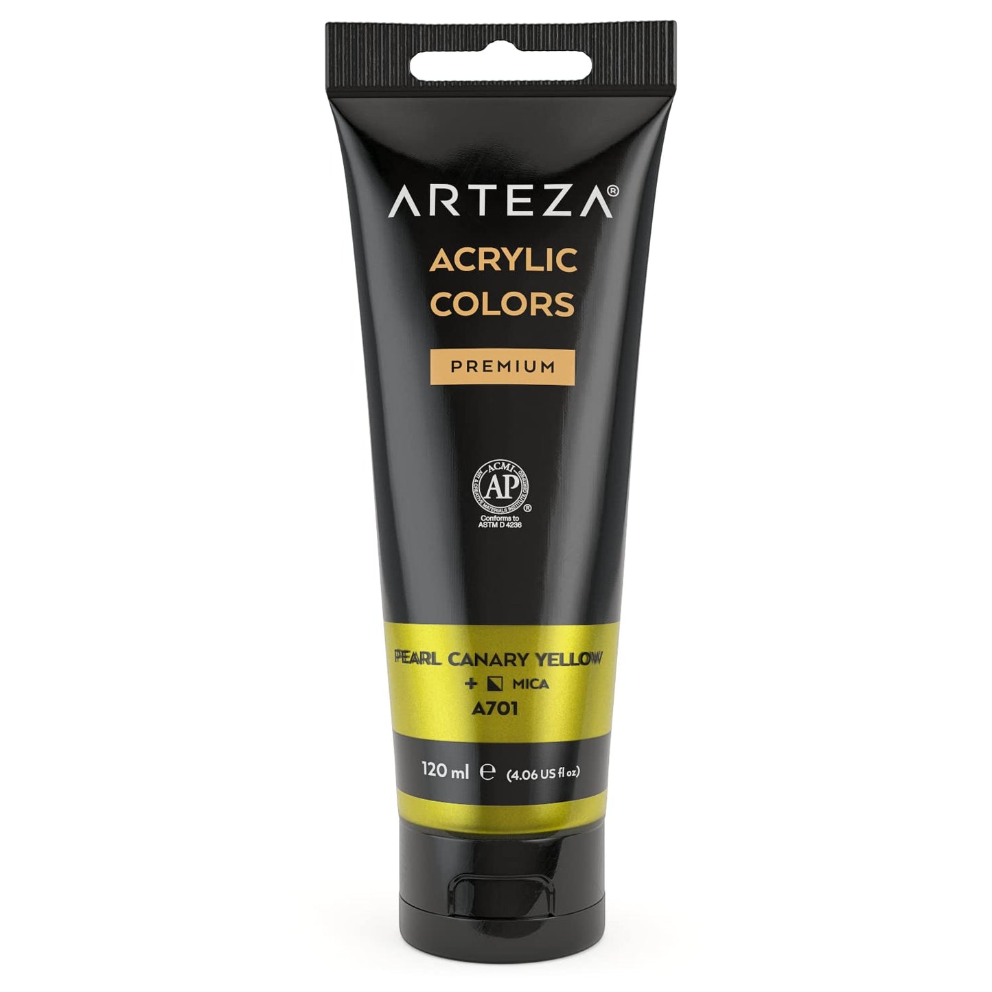Arteza Metallic Acrylic Paint, 4oz Pouch - Pearl Canary Yellow A206