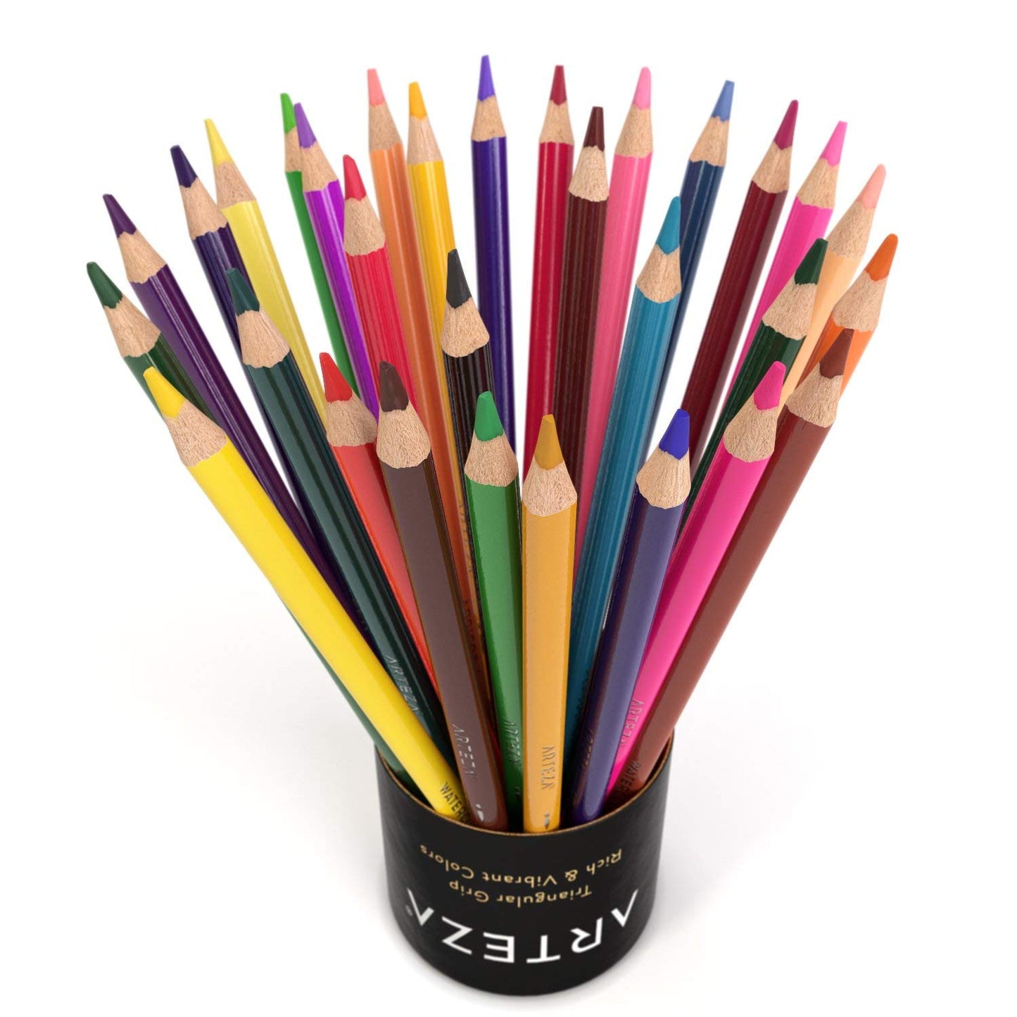 Arteza Watercolor Pencils, Triangle Shaped - Set of 48