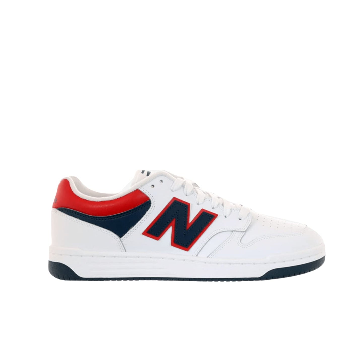 New Balance Unisex-Adult BB480 V1 Sneaker, White/Natural Indigo/Team Red, 4
