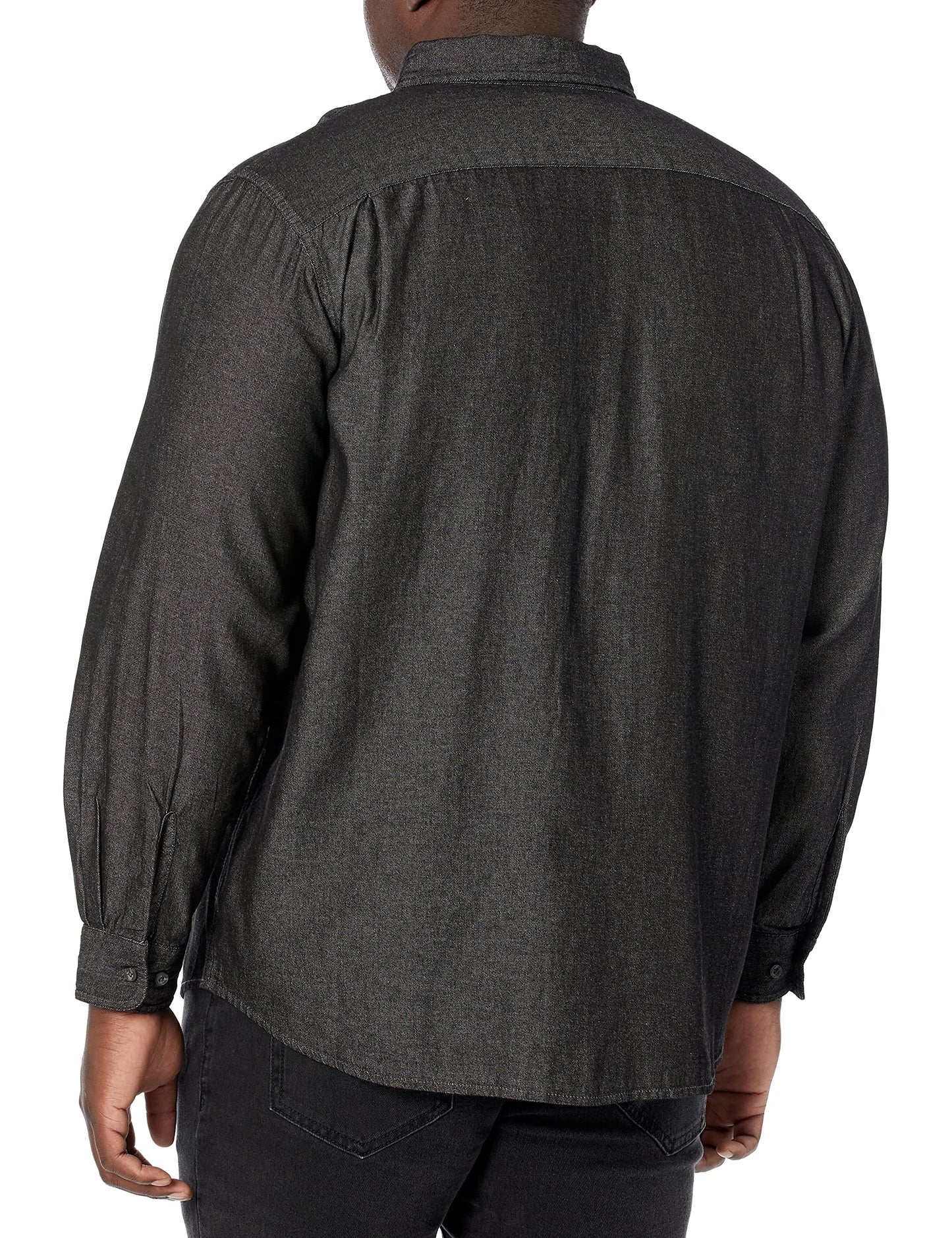 Wrangler Authentics Men's Long Sleeve Classic Woven Shirt, Black Denim, XX-Large
