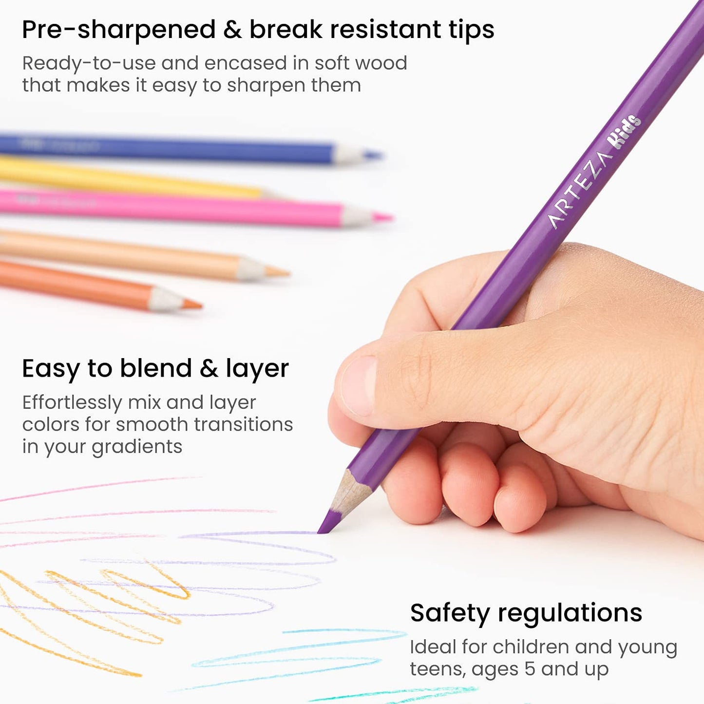 Arteza Kids Colored Pencils - Set of 48