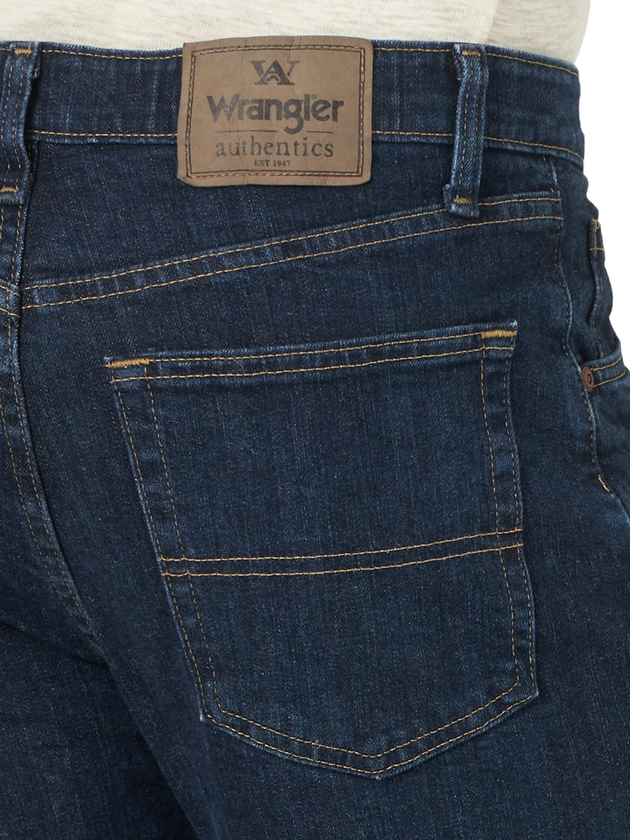Wrangler Authentics Men's Regular Fit Comfort Flex Waist Jean, Dark Indigo, 34W x 29L