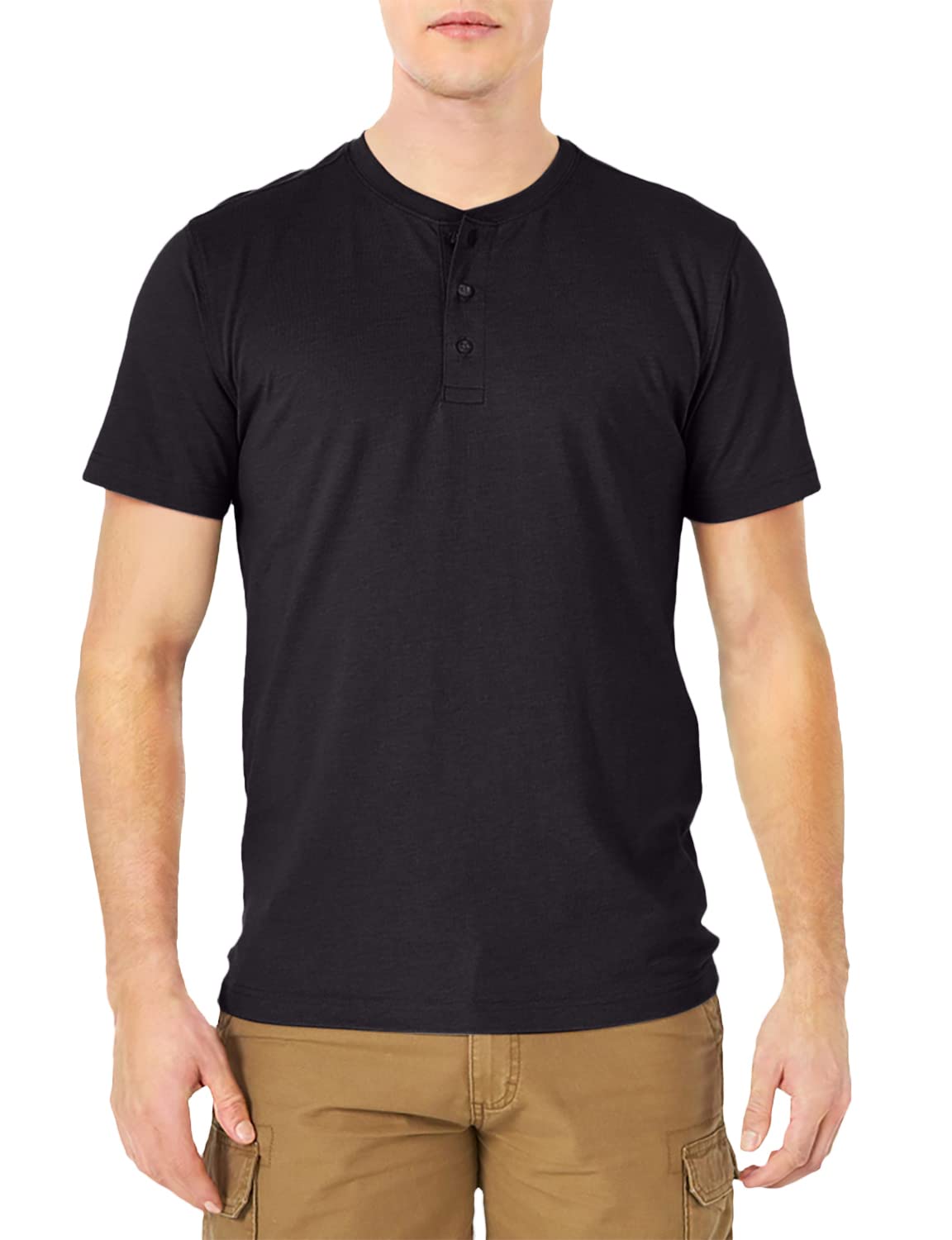 Wrangler Authentics Men's Short Sleeve Henley Tee, Black Onyx, X-Large
