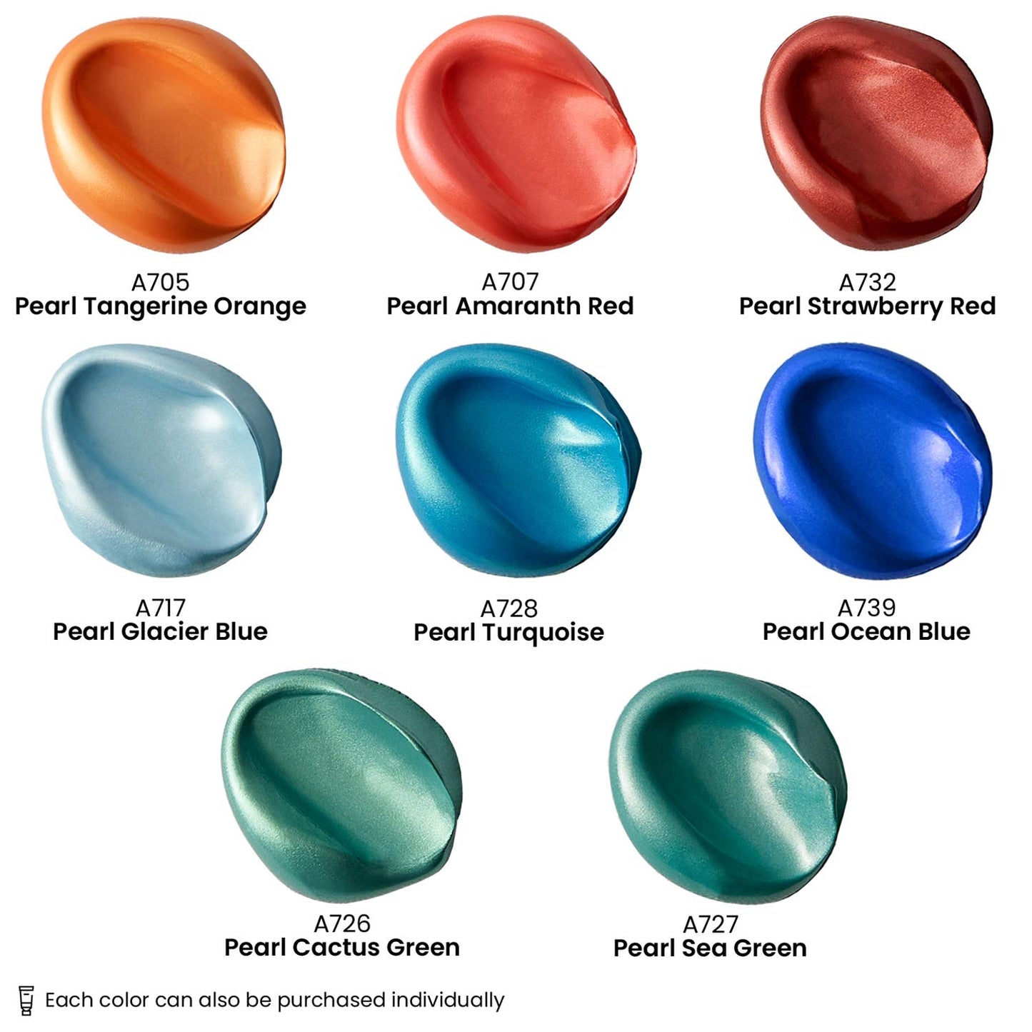 Arteza Metallic Acrylic Paint, Classic Elements, 4oz Tubes - Set of 8