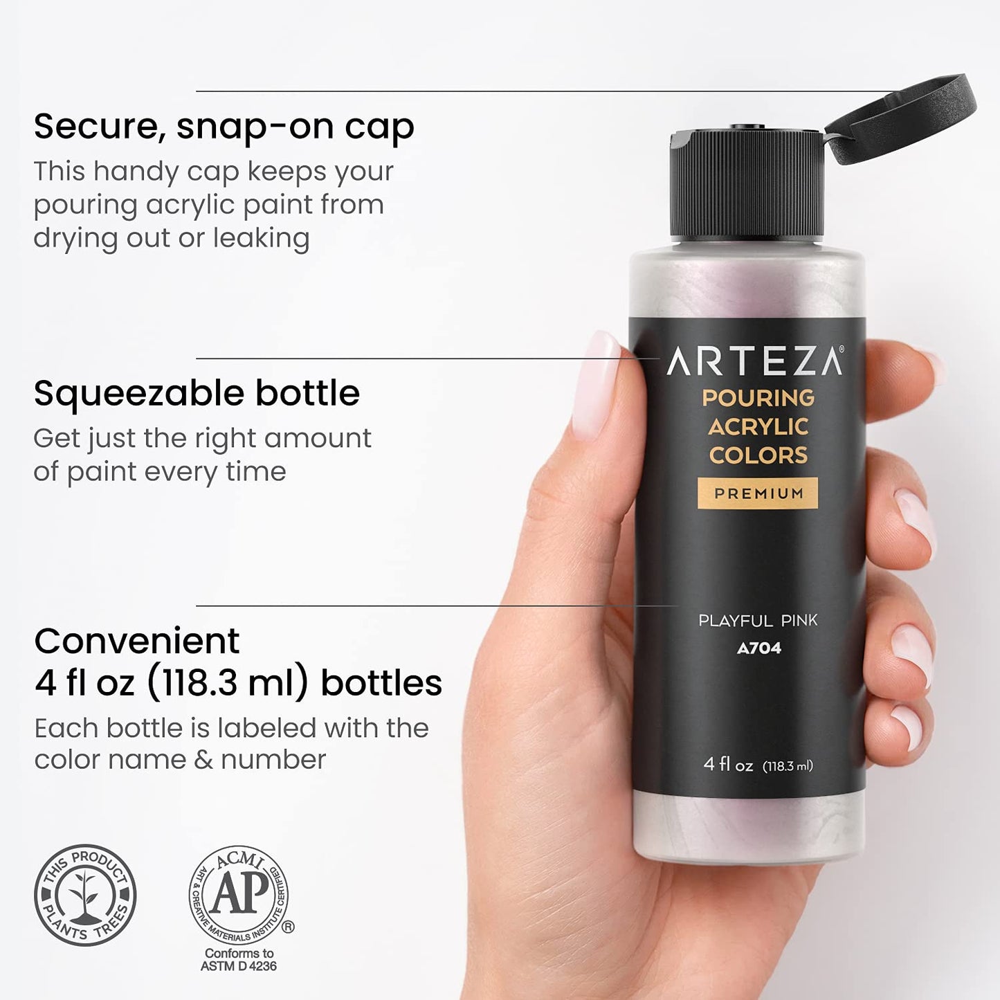 Arteza Pouring Acrylic Paints, Iridescent Elixir Tones, 4oz Bottles - Set of 8