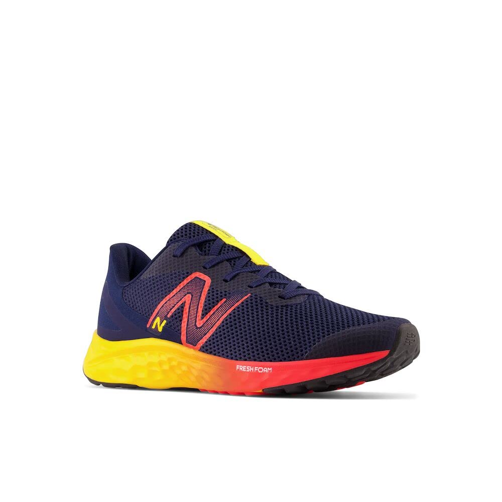 New Balance Boy's Fresh Foam Arishi V4 Lace-Up Running Shoe, Team Navy/Electric Red/Egg Yolk, 7 Big Kid