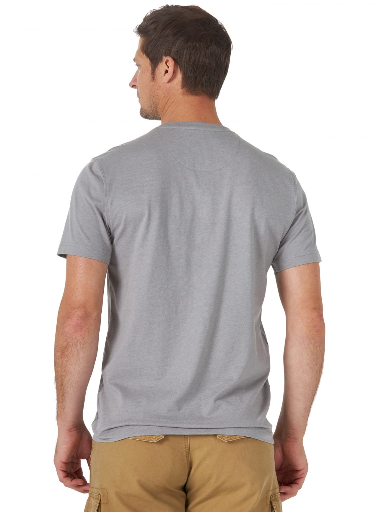 Wrangler Authentics Men's Short Sleeve Henley Tee, Frost Gray Heather, 3X-Large