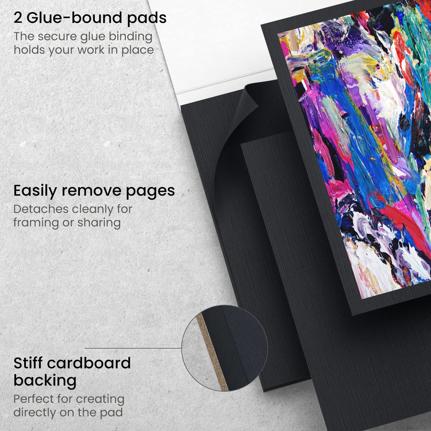 Arteza Acrylic Pad, Black, 6" x 6", 16 Sheets- Pack of 2