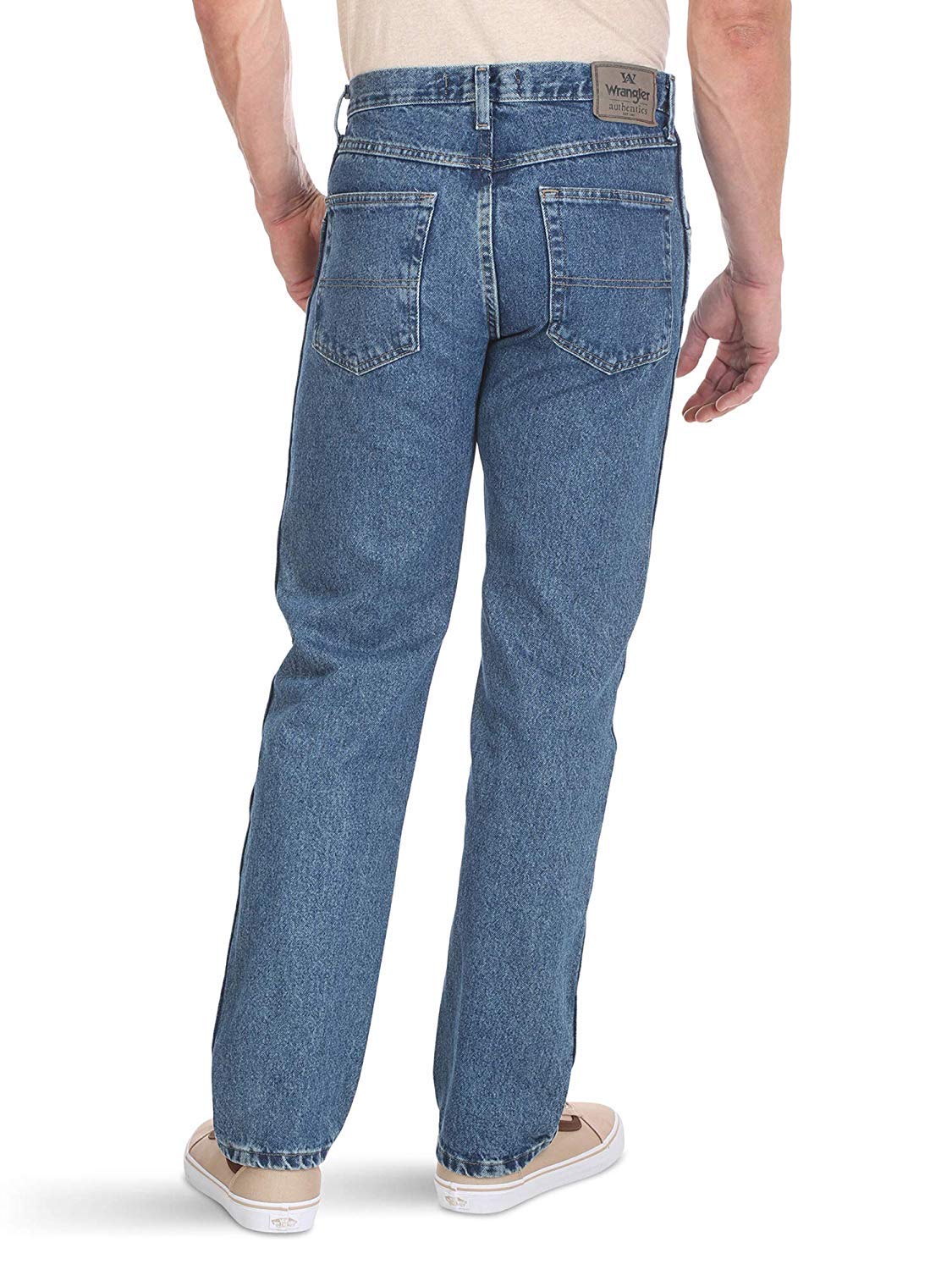 Wrangler Authentics Men's Classic 5-Pocket Regular Fit Cotton Jean, Stonewash Mid, 42W x 32L