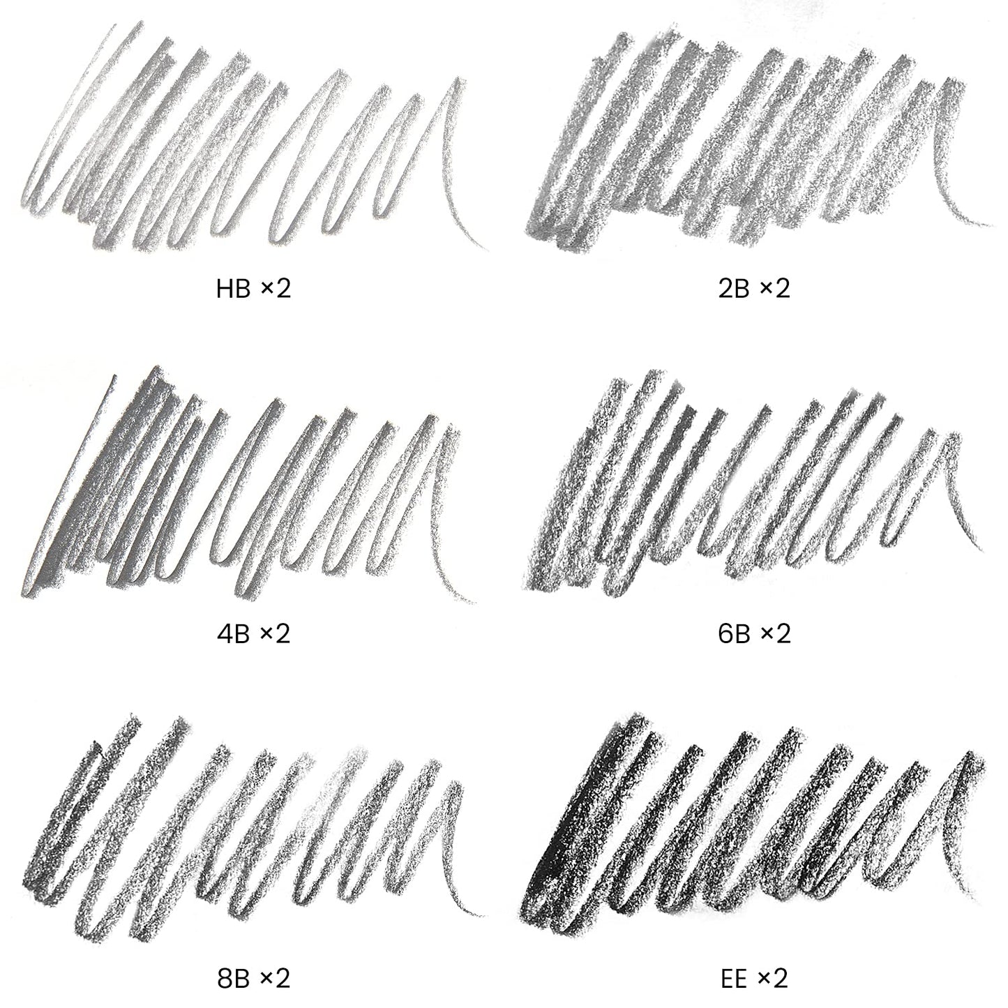 Arteza Woodless Graphite Pencils, Assorted Sizes - Set of 12