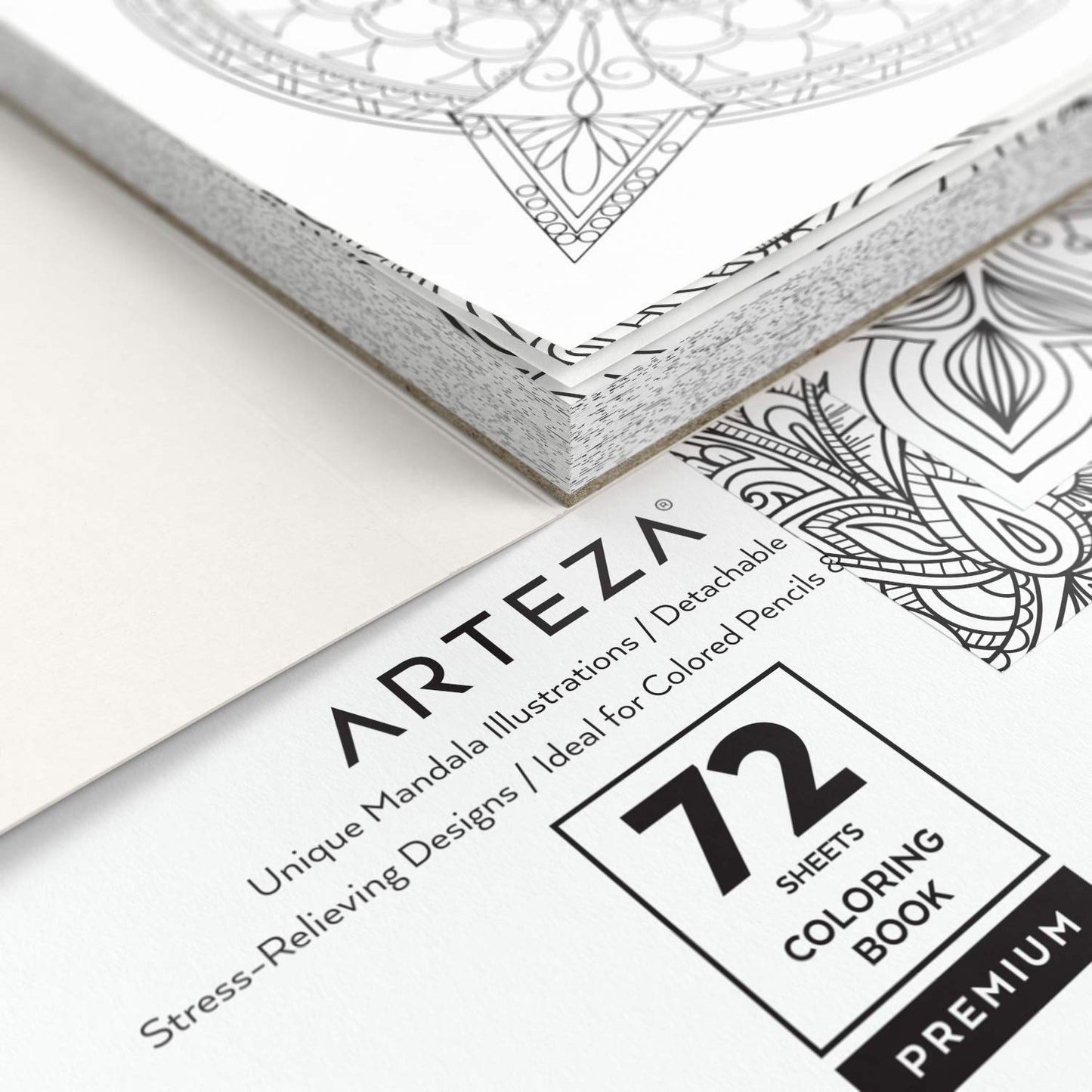 Arteza Coloring Book, Mandala Illustrations, 72 sheets