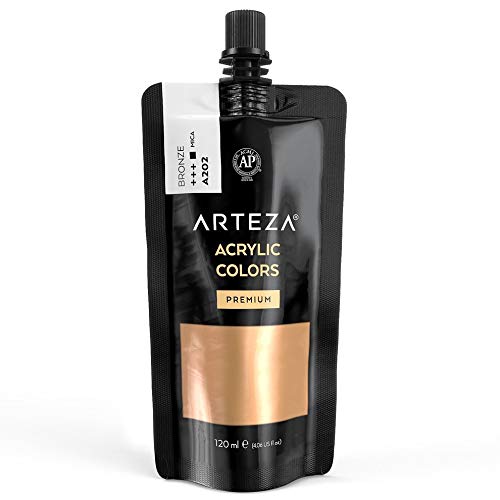 Arteza Metallic Acrylic Paint, 4oz Pouch - Pearl Tangerine Orange A214