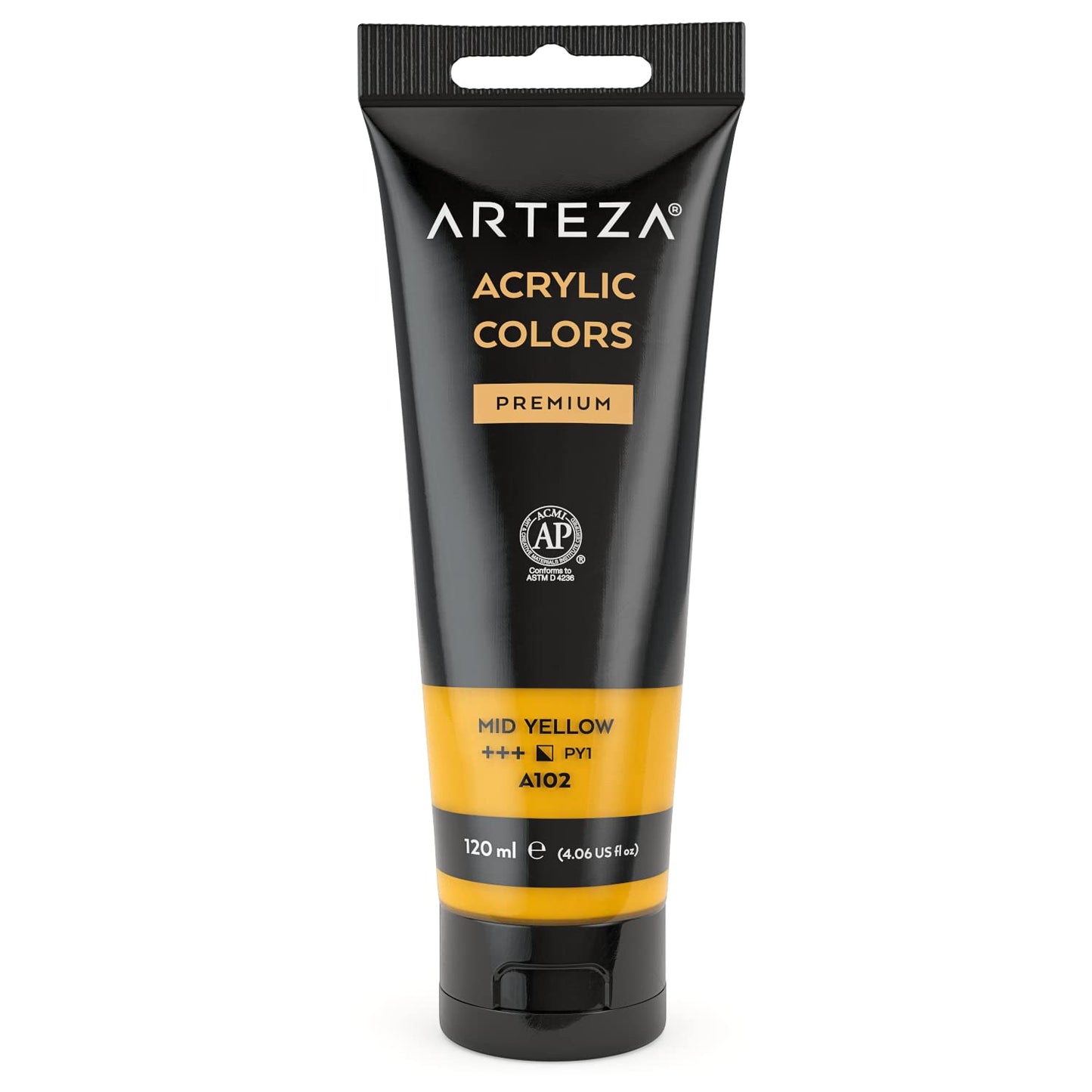 Arteza Acrylic Paint, 4oz Tube - Mid Yellow A121