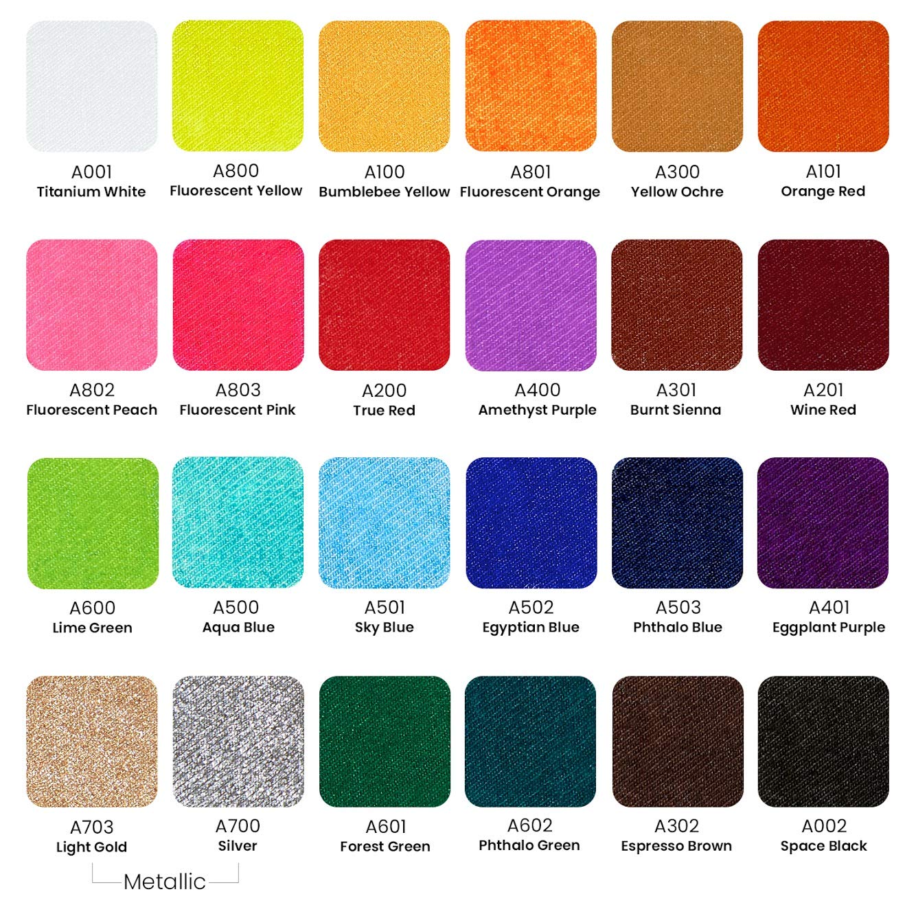 Arteza Fabric Paint, Unique Colors, 2oz Bottles - Set of 24