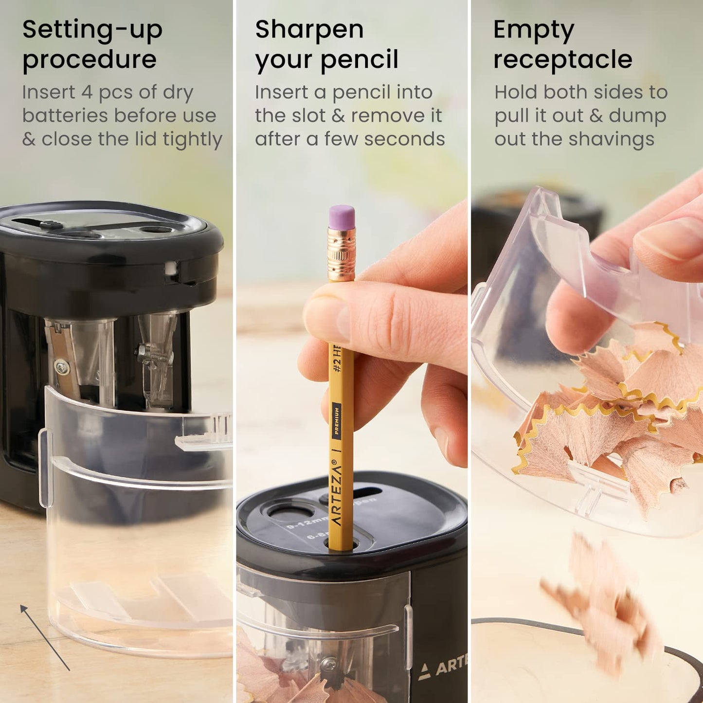 Arteza 2-Hole Battery Operated Pencil Sharpener