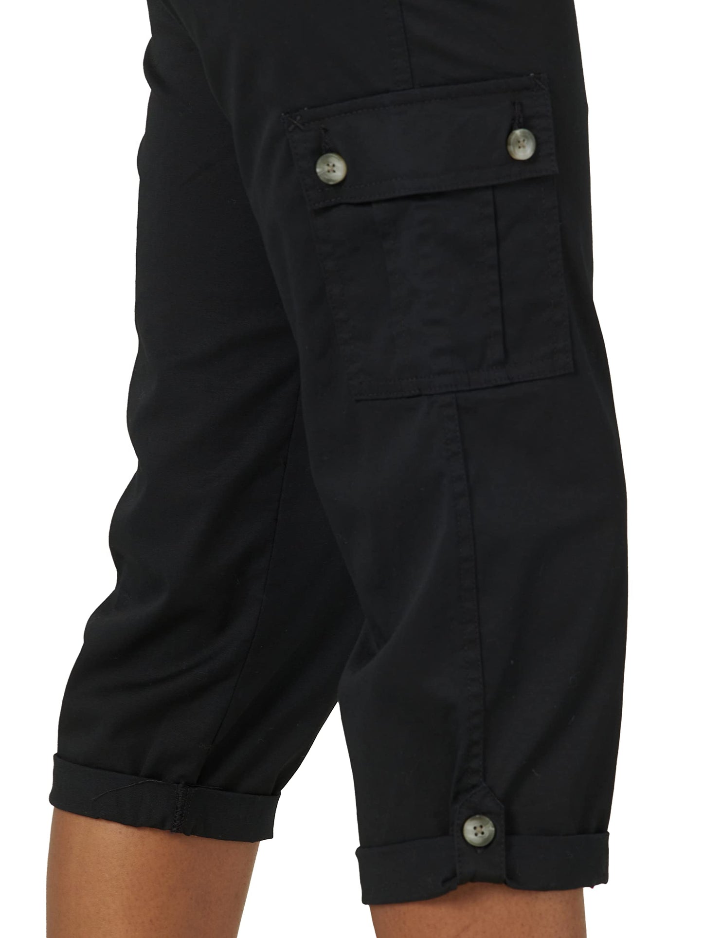 Lee Women's Flex-to-Go Mid-Rise Relaxed Fit Cargo Capri Pant, Black, 14
