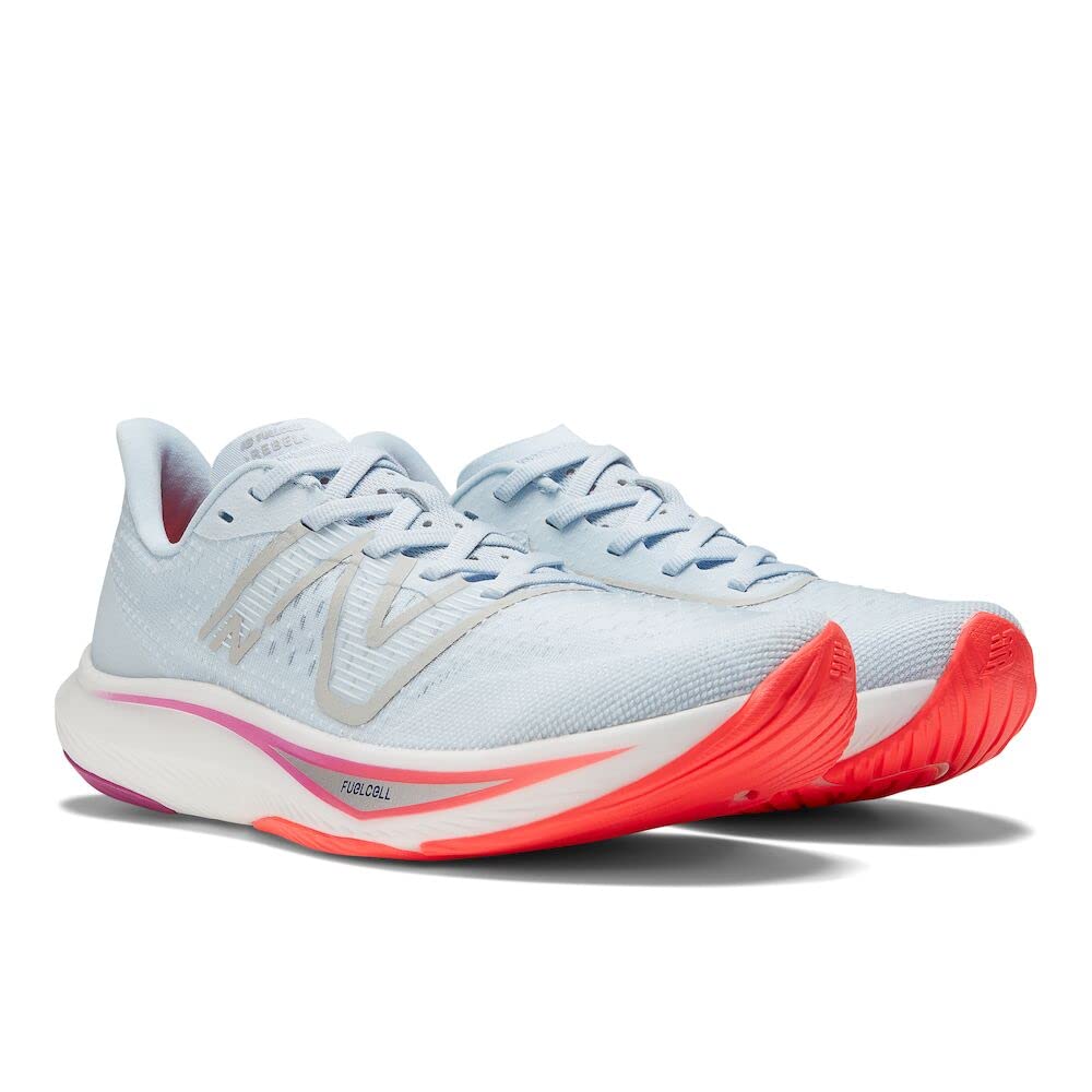 New Balance Women's FuelCell Rebel V3 Running Shoe, Starlight/Electric Red/Magenta Pop, 9.5 Wide