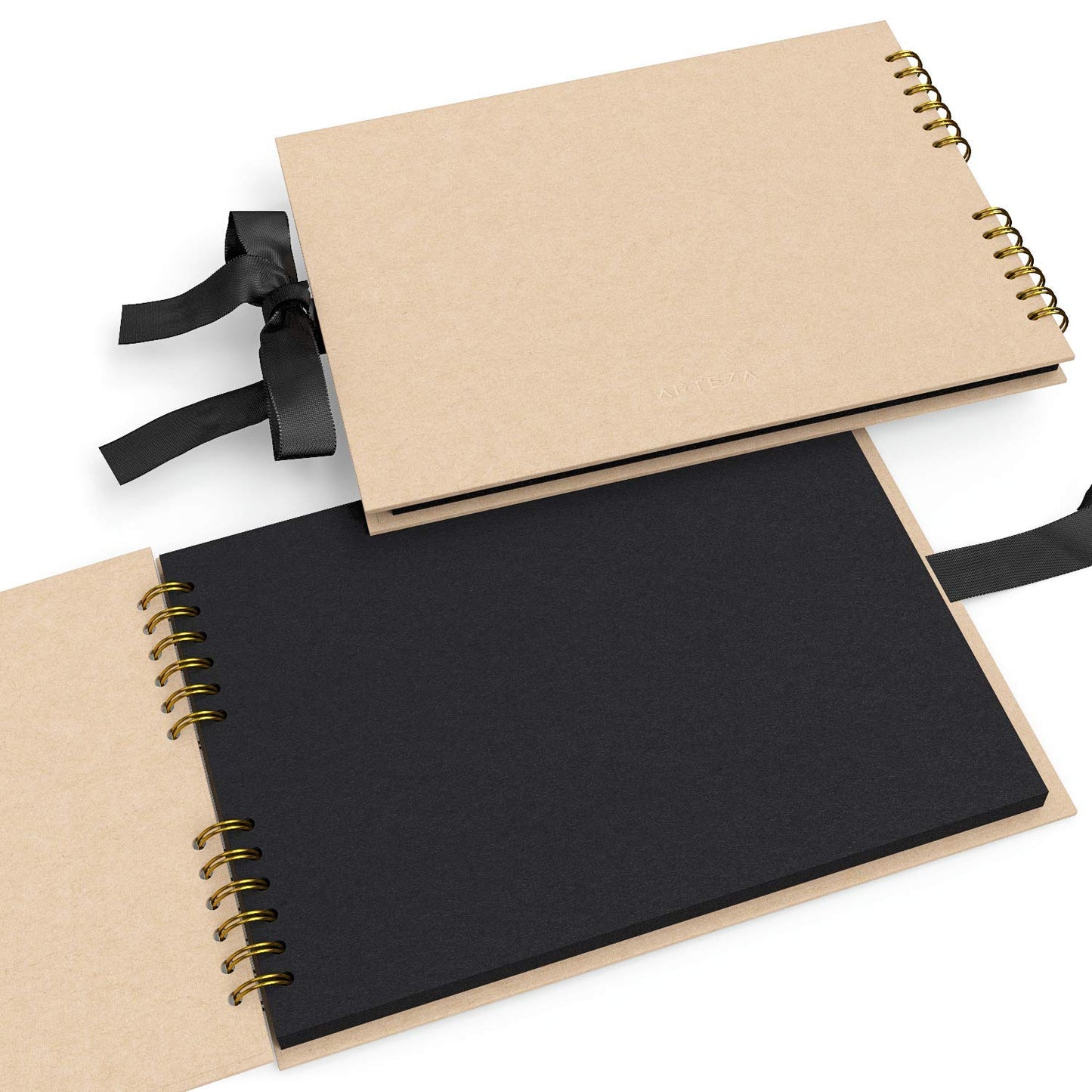 Arteza Spiral-Bound Scrapbook, Black Cover, 8.5" x 11", 40 Black Sheets - Pack of 3
