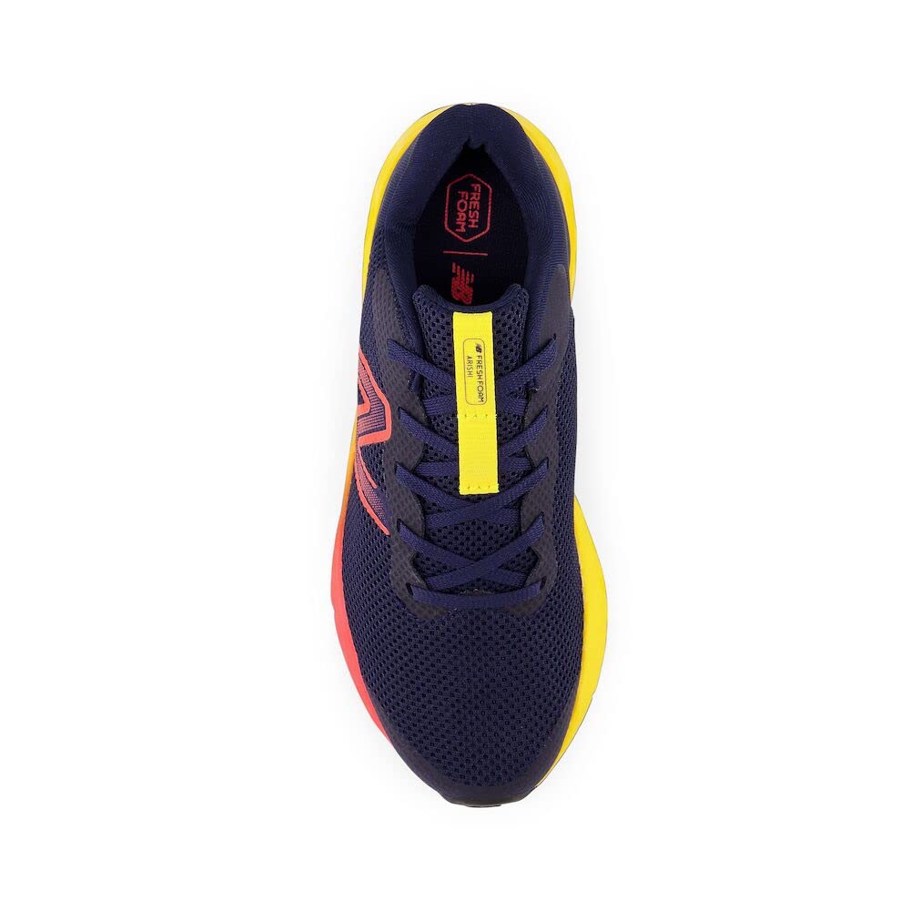 New Balance Boy's Fresh Foam Arishi V4 Lace-Up Running Shoe, Team Navy/Electric Red/Egg Yolk, 7 Big Kid