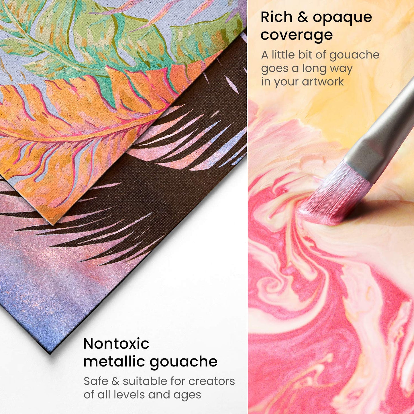Arteza Metallic Gouache Paint, 12ml Tubes - Set of 36