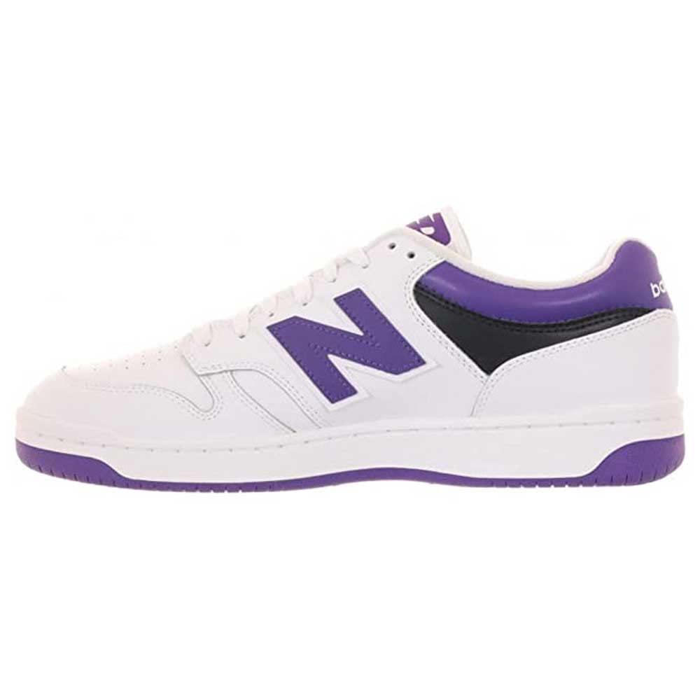 New Balance Unisex-Adult BB480 V1 Sneaker, White/Prism Purple/Black, 8.5