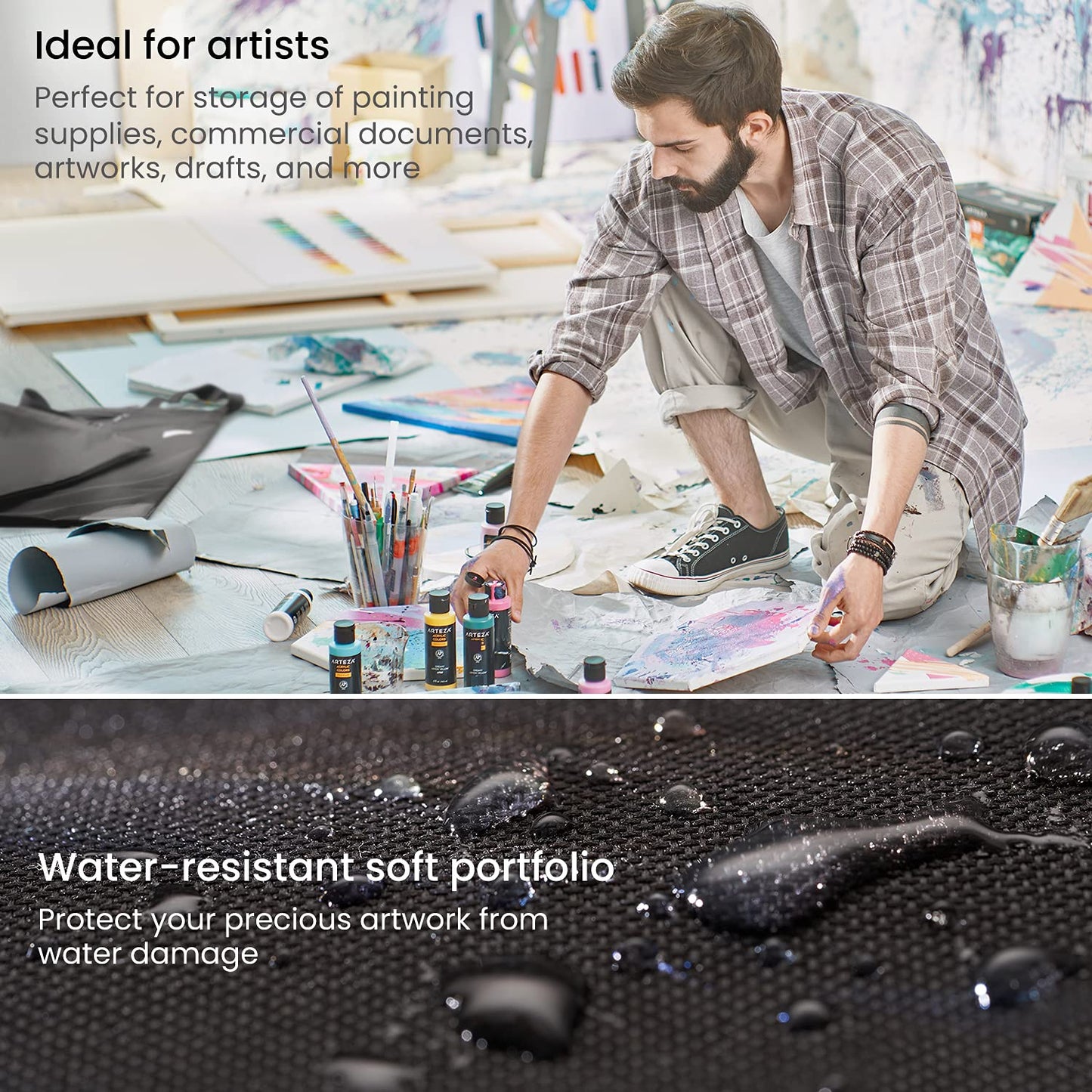 Arteza Soft Portfolio, Black, 20" x 26"
