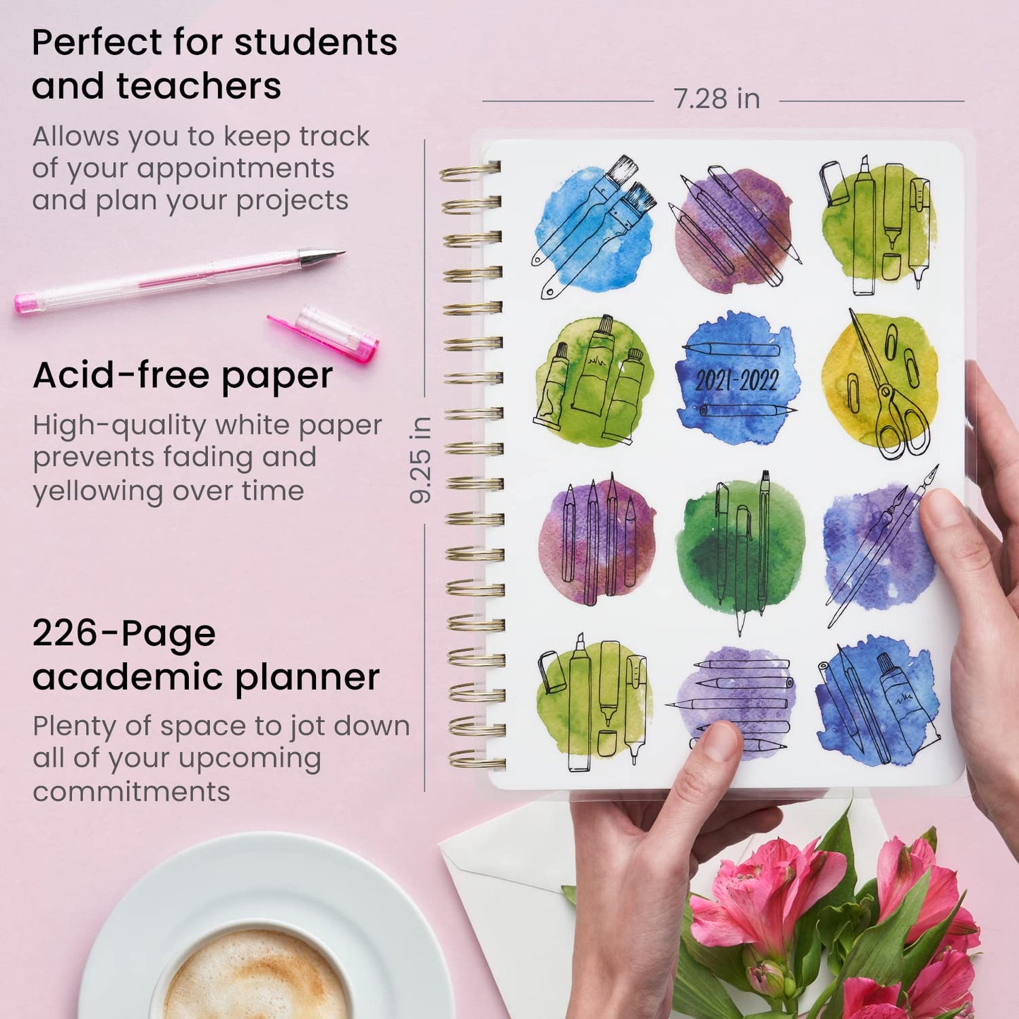 Arteza Academic Planner, 9 x 7 Inches, 113 Sheets