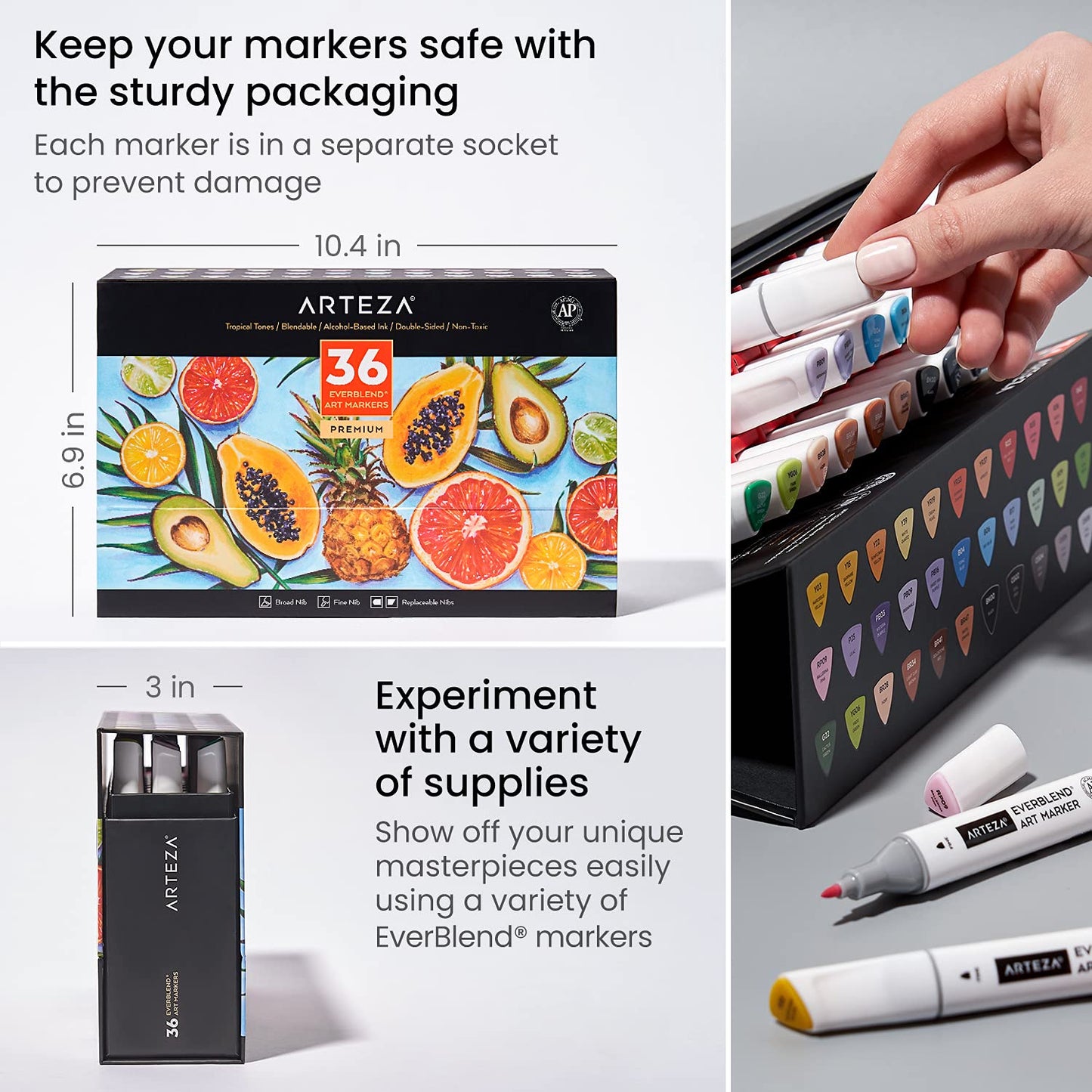 Arteza EverBlend™ Ultra Art Markers, Tropical Tones - Set of 36