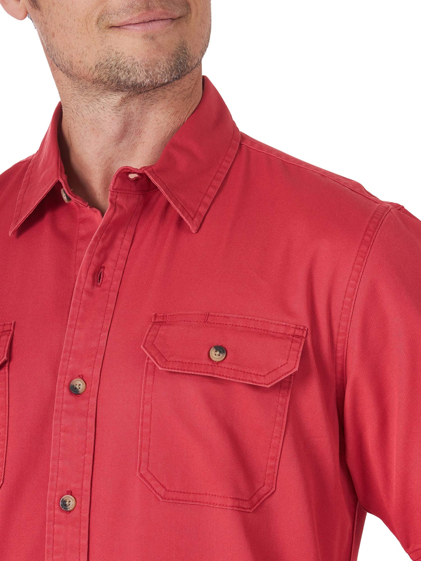 Wrangler Authentics mens Weather Anything Short Sleeve Woven Button Down Shirt, Cardinal, Medium US