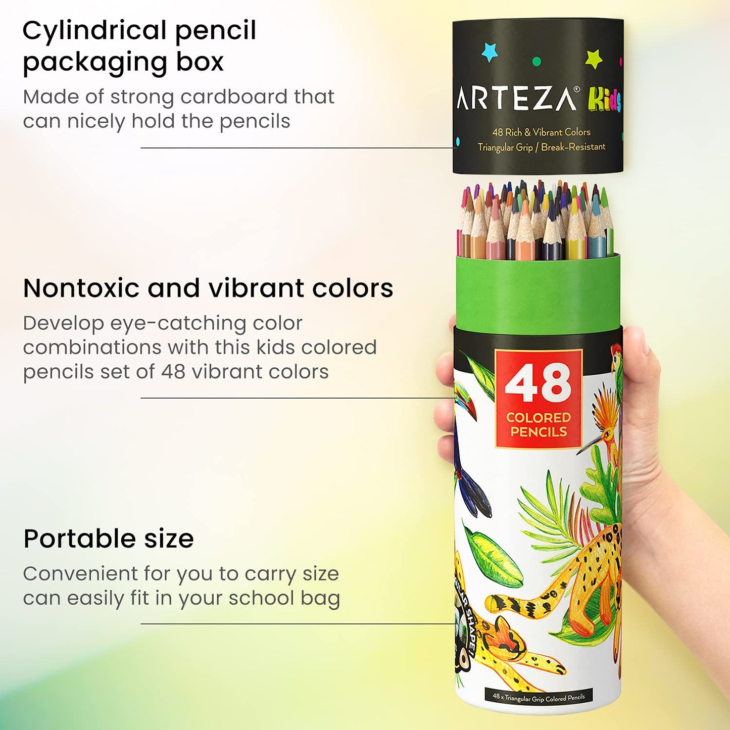 Arteza Kids Colored Pencils - Set of 48