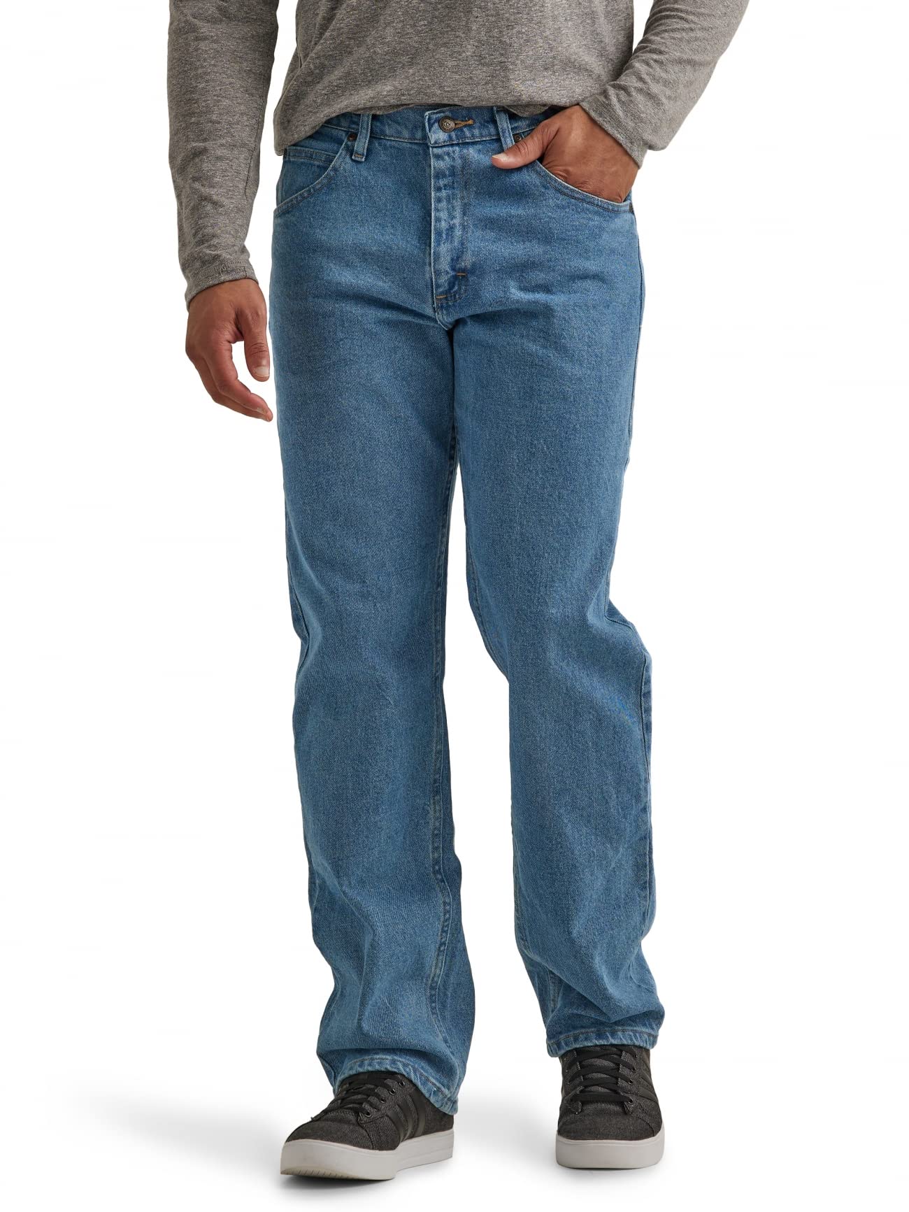 Wrangler Authentics Men's Classic 5-Pocket Relaxed Fit Jean, Light Stonewash Flex, 38W x 28L
