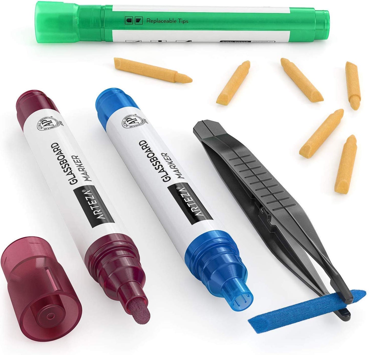 Arteza Glassboard Markers, Assorted Colors - Set of 10