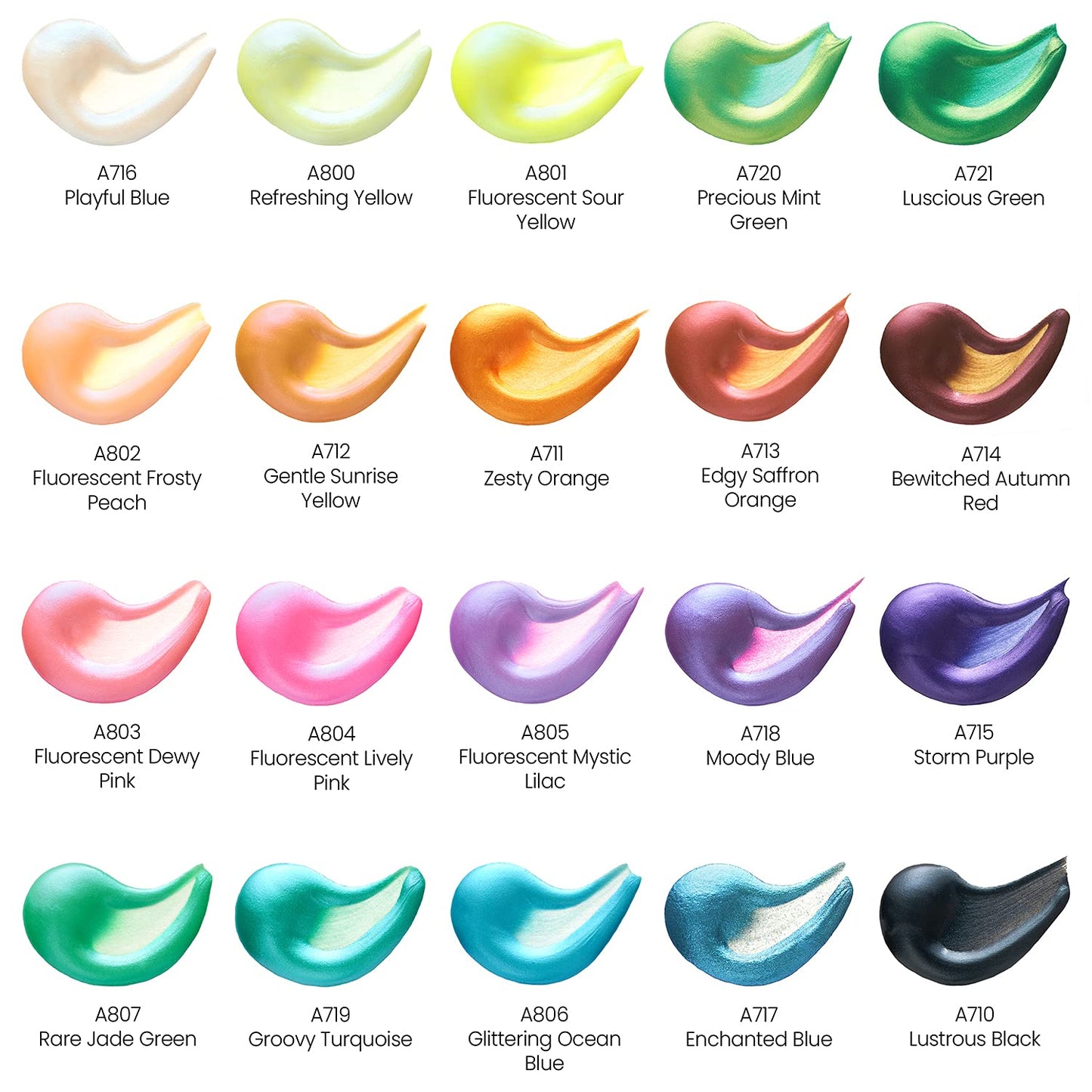 Arteza Acrylic Paint, Iridescent Harmony Tones, 2oz Bottles- Set of 20
