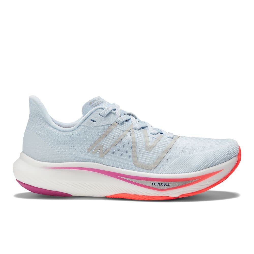 New Balance Women's FuelCell Rebel V3 Running Shoe, Starlight/Electric Red/Magenta Pop, 9.5 Wide