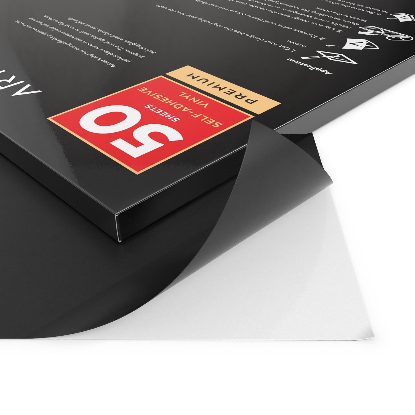 Arteza Self Adhesive Vinyl, Matte Black, 12" x 12" Sheets - Pack of 50