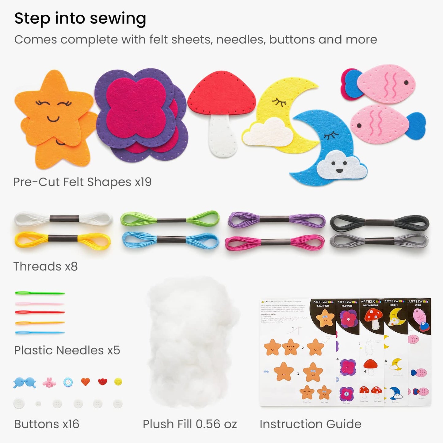 Arteza Kids Learn to Sew, Nature Theme