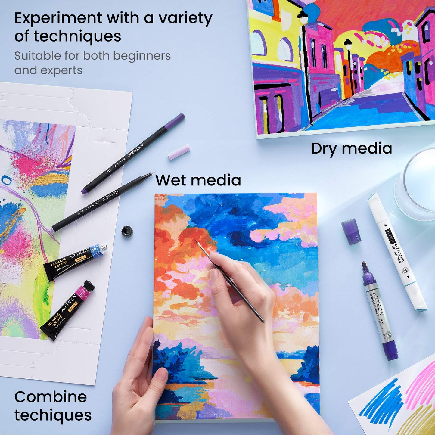 Arteza DIY Foldable Canvas Frame, Mixed Media, 8" x 11" - 20 Sheets