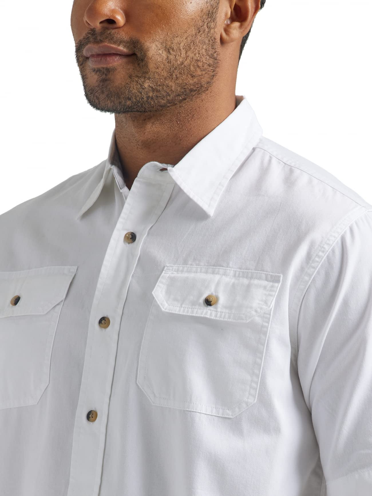 Wrangler Authentics mens Short Sleeve Classic Woven Button Down Shirt, Bright White, XX-Large US
