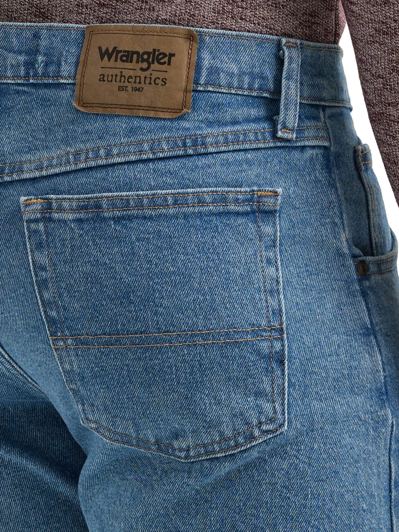 Wrangler Authentics Men's Classic 5-Pocket Regular Fit Jean, Light Stonewash Flex, 40W X 28L