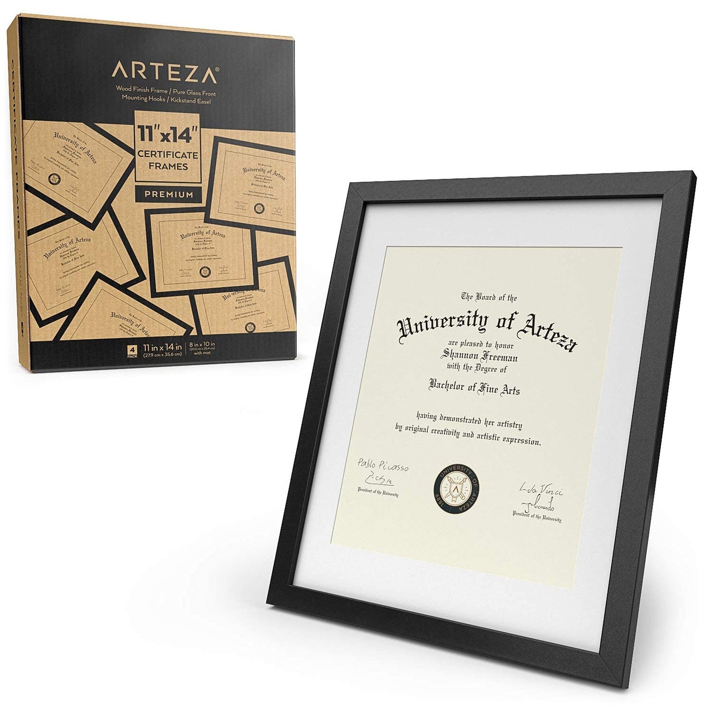Arteza Premium Document Frame, 11" x 14" - Pack of 4
