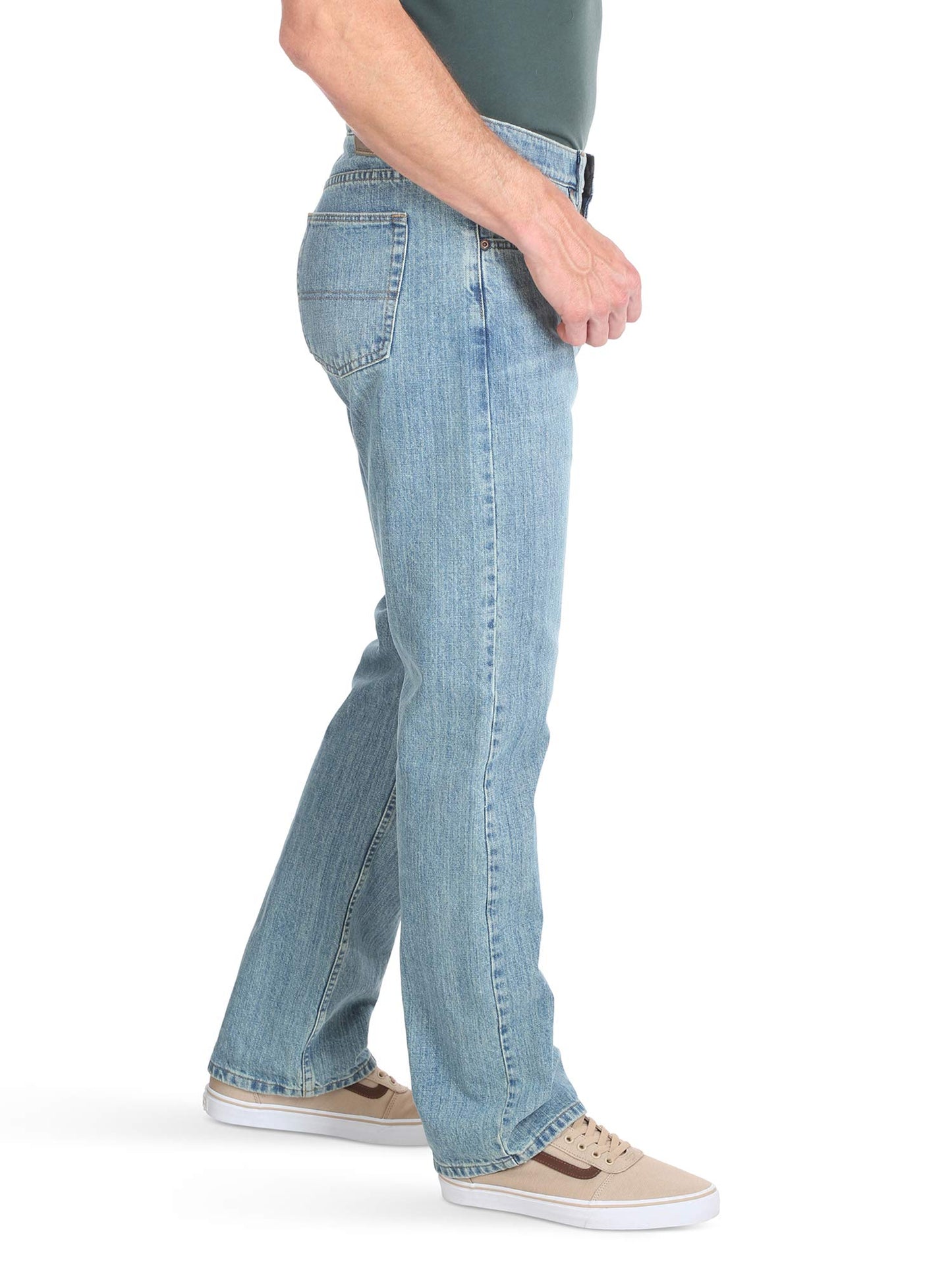 Wrangler Authentics Men's Regular Fit Comfort Flex Waist Jean, Chalk Blue, 38W x 32L